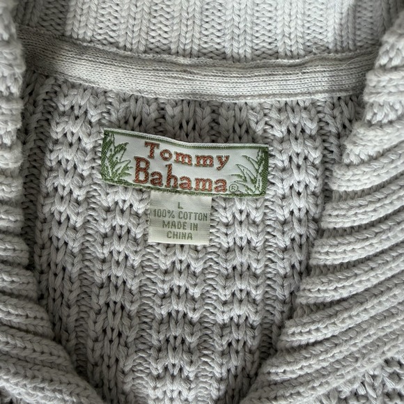 Tommy Bahama Cotton- Heavy Cable Knit Sweater Cream White Women's Sz L Full Zip - Picture 3 of 13